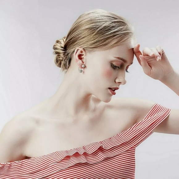 New Double Crystal Ball 925 Silver Earrings. - Picture 6 of 15